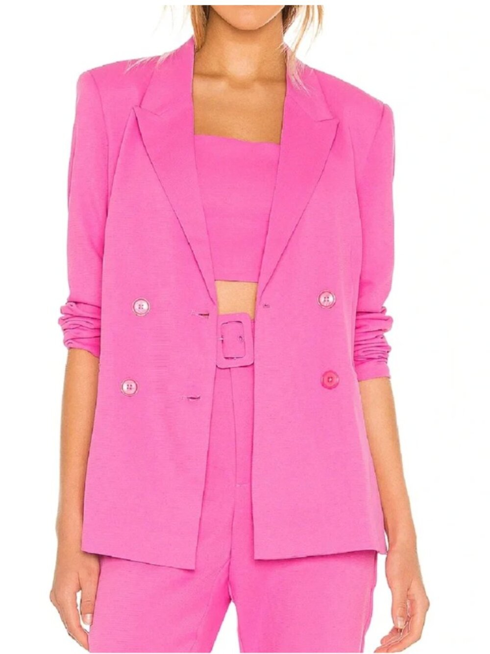 Bardot Neon Pink Double-Breasted Blazer